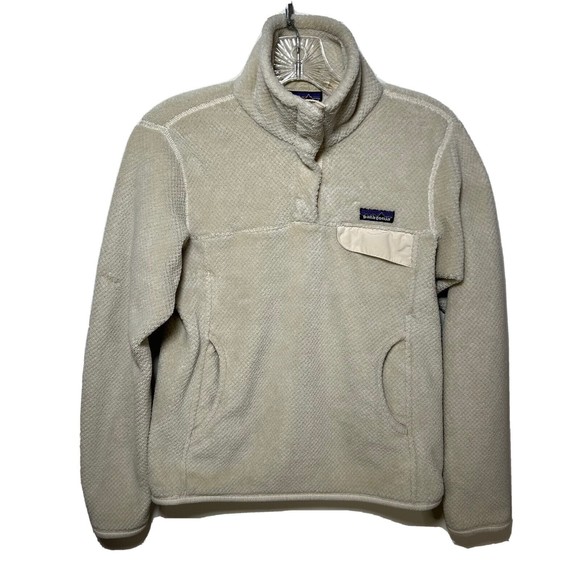 Patagonia Polartec Womens Re-Tool Snap-T Fleece Pullover Jacket Size Small Beige - Picture 1 of 8